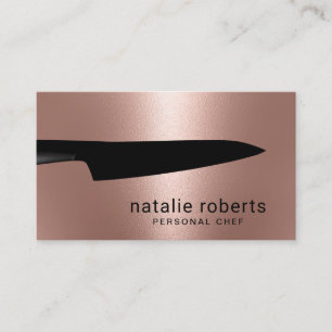 Chef Knife Modern Rose Gold Metallic Business Card