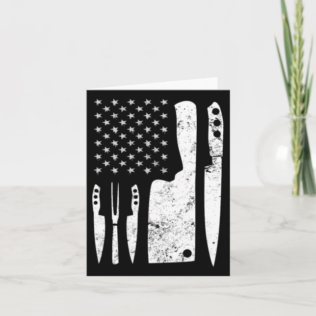 Chef Knife Patriotic Easter Us Flag  Card (Front)