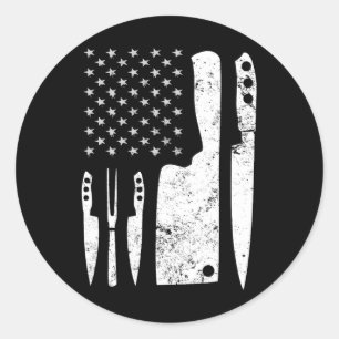 Chef Knife Patriotic Easter Us Flag Classic Round Sticker