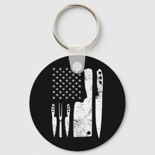 Chef Knife Patriotic Easter Us Flag  Keychain