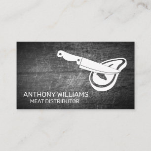 Chef Knife Steak icon   Scratched Metal Background Business Card
