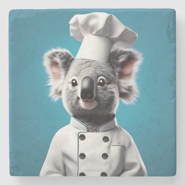 Chef Koala Stone Coaster (Front)