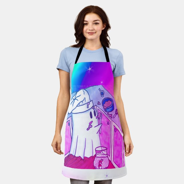 Chef Kurt Apron - Cute Ghost with Rainbow (Worn)