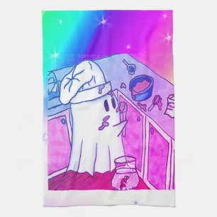 Chef Kurt Kitchen Towel - Cute Ghost with Rainbow