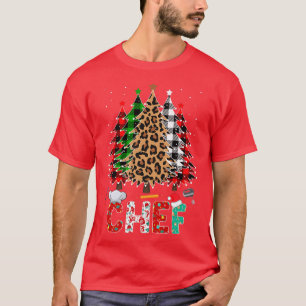 Chef Leopard Red White Green Plaid Christmas Trees T-Shirt