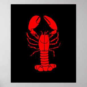 Chef & lobster   Cartoon lobster Lovers Gift Poster