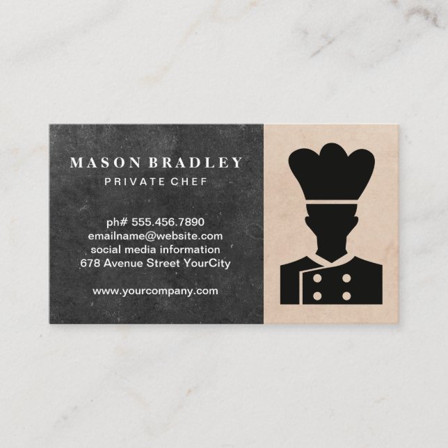 Chef Logo | Restaurant Owner Business Card (Front)