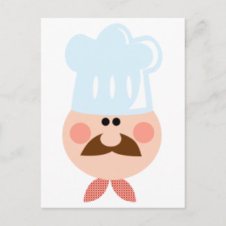 Chef Man Face Cartoon Logo Mascot Postcard