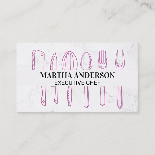 Chef | Marble | Kitchenware Business Card (Front)