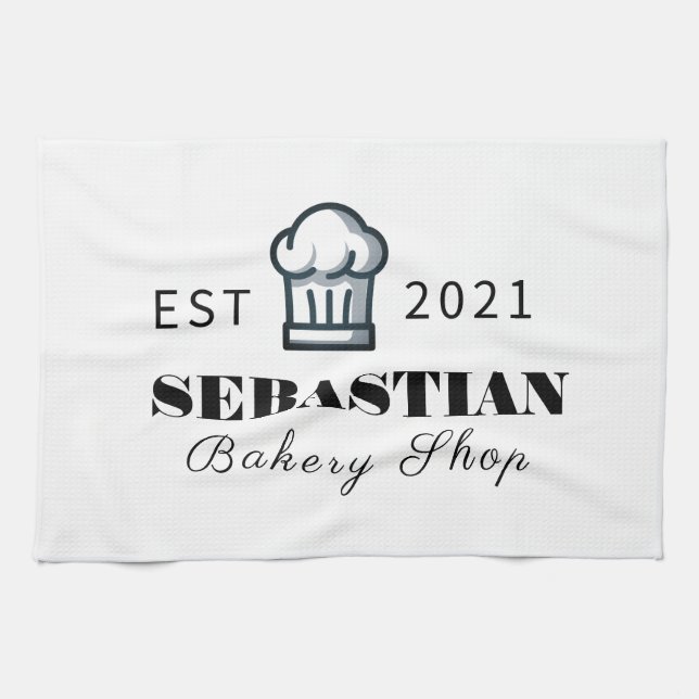  Chef Name Bakery Shop logo Kitchen Towel (Horizontal)