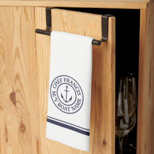 Chef nautique Ancre Logo Serviette de cuisine