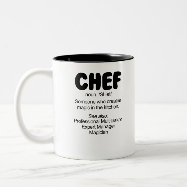 Chef noun. /SHef/ Someone Who Creates Magic In Two-Tone Coffee Mug (Left)