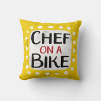 Chef On A Bike Throw Pillow