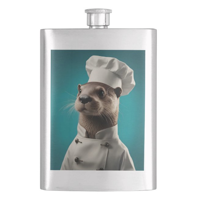 Chef Otter Hip Flask (Front)