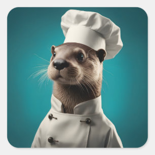 Chef Otter Square Sticker