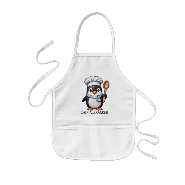 Chef Penguin Personalize Kids' Apron (Front)