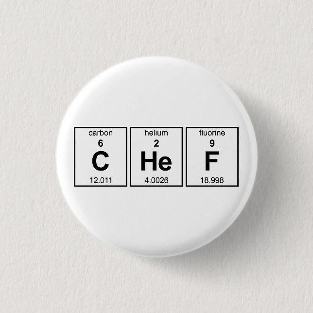 CHeF Periodic Table 1 Inch Round Button (Front)