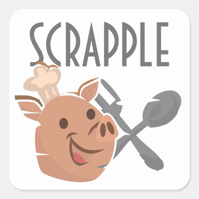 Chef Pig Cooking Scrapple  Square Sticker (Front)