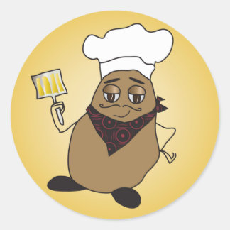 Chef Potato Stickers. Classic Round Sticker