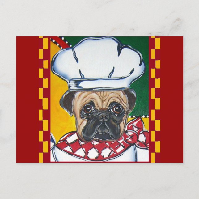 Chef Pug Postcard (Front)