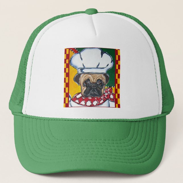 Chef Pug Trucker Hat (Front)