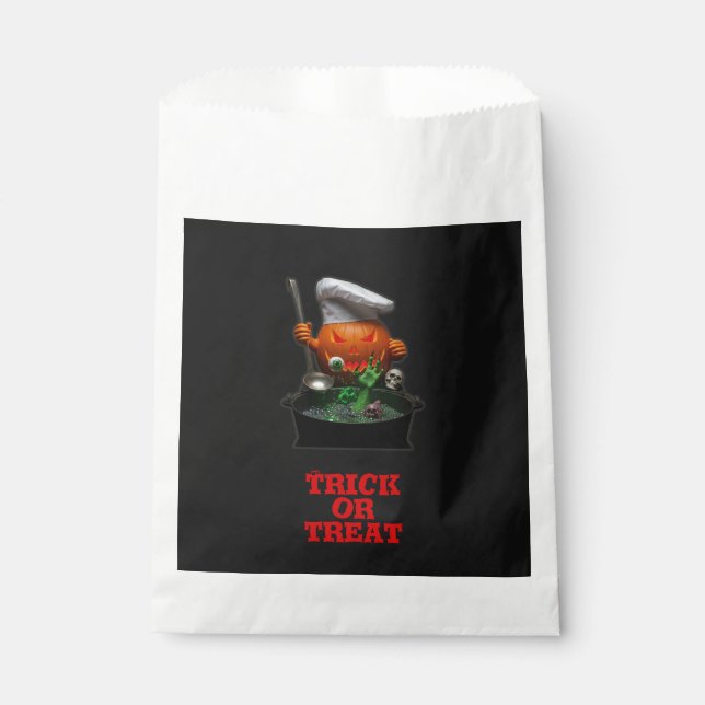 Chef Pumpkin Cauldron Trick or Treat Halloween Favour Bag (Front)