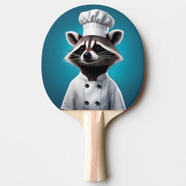 Chef Raccoon Ping Pong Paddle (Front)