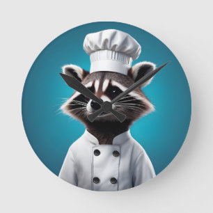 Chef Raccoon Round Clock
