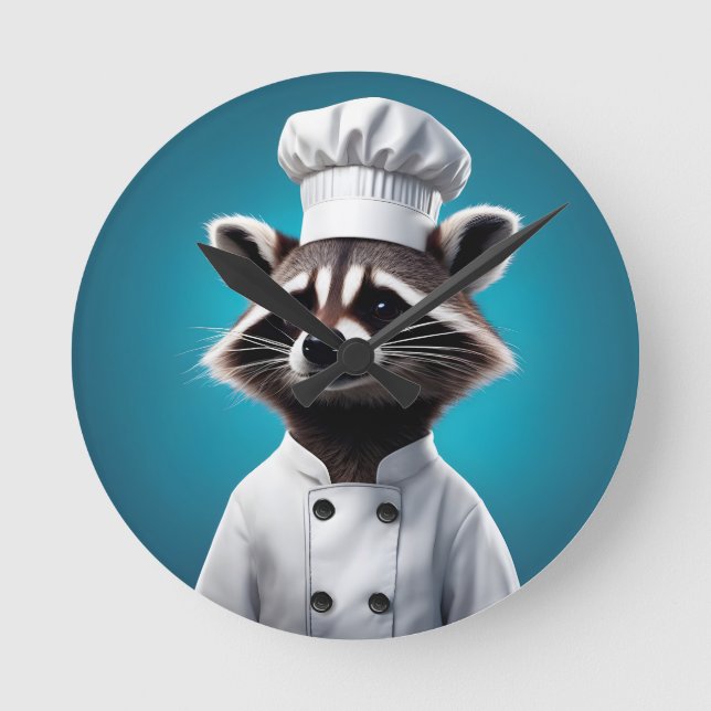Chef Raccoon Round Clock (Front)