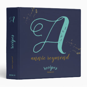 chef recipes handwritten monogram, recipe-book binder