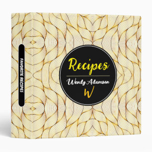 Chef Recipes (Monogram & Name) Elegant Black Gold Binder