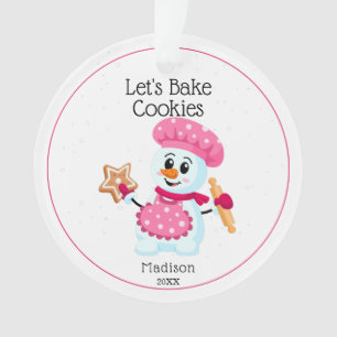 Chef rose Snowman Cookie Baker Nom Noël