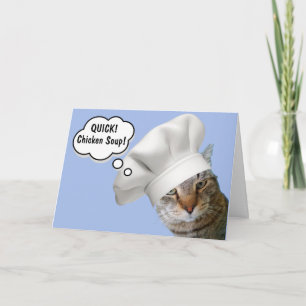 Chef Rupie Cat and Chicken Soup Get Well Card