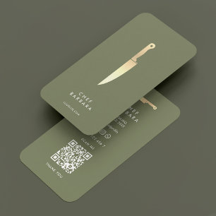 Chef Sage Faux Gold Knife Modern Business Card