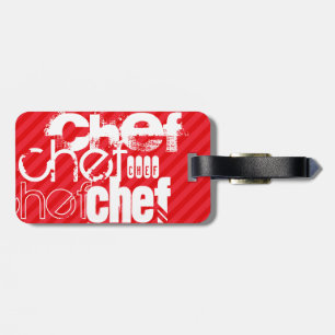 Chef; Scarlet Red Stripes Luggage Tag