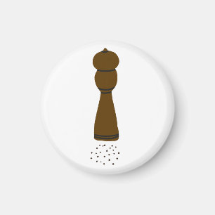 Chef Seasoning Wooden Pepper Grinder Kitchen Gift Magnet