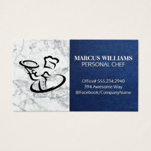 Chef Servant La Nourriture   Marbre bleu cuir