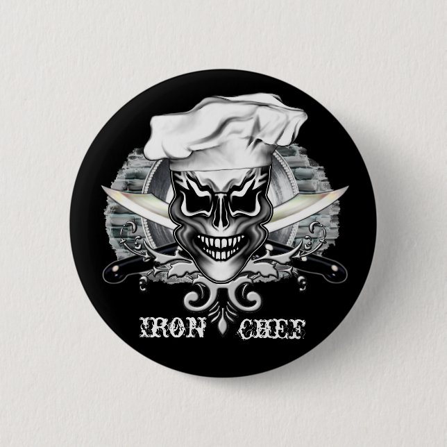 Chef Skull 1 2 Inch Round Button (Front)
