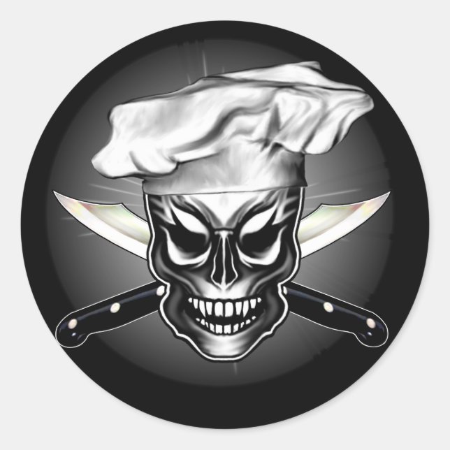 Chef Skull 1 Classic Round Sticker (Front)