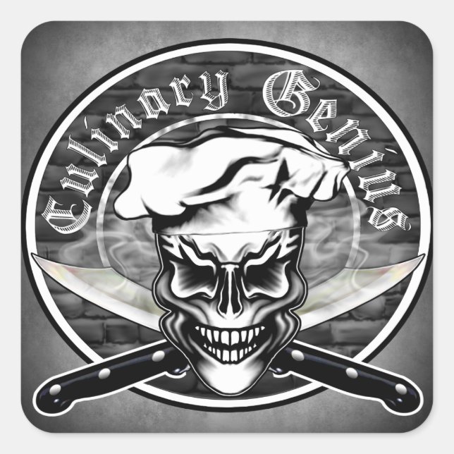 Chef Skull 1 Square Sticker (Front)