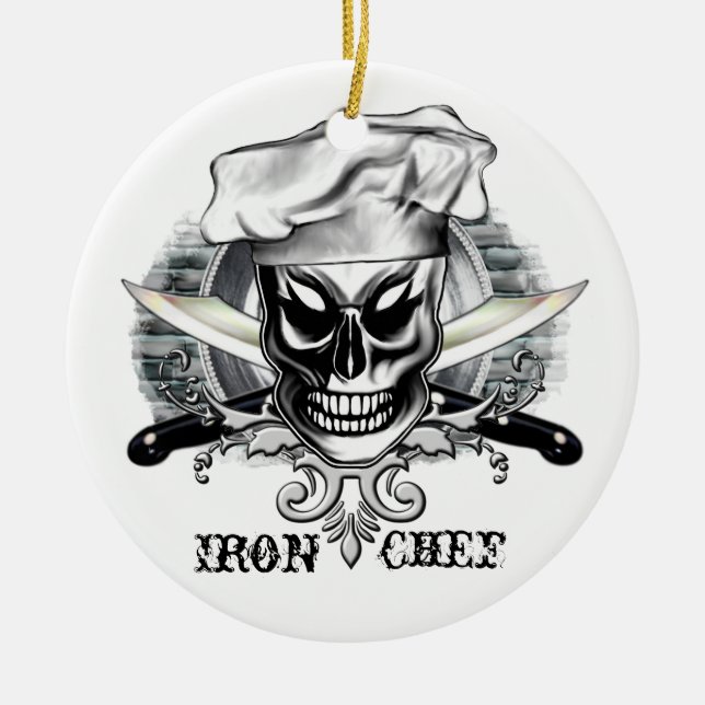 Chef Skull 4: Iron Chef Ceramic Ornament (Front)
