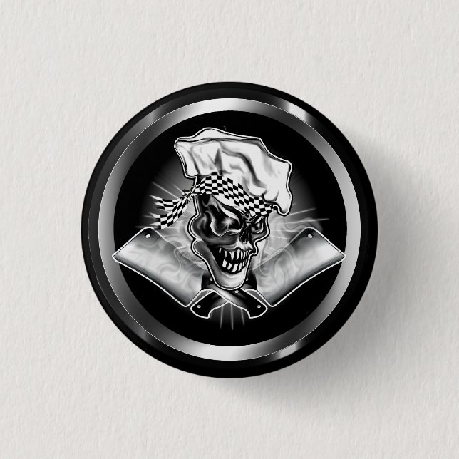 Chef Skull 5 1 Inch Round Button (Front)