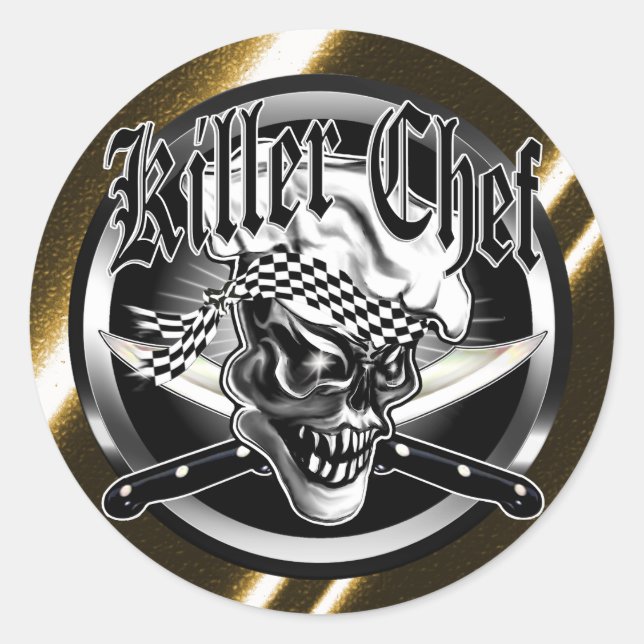 Chef Skull 5 Classic Round Sticker (Front)