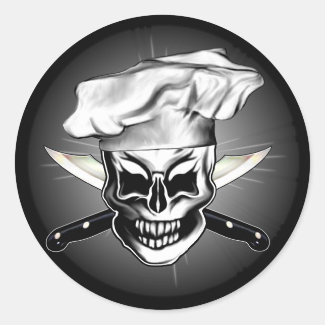 Chef Skull 6 Classic Round Sticker (Front)