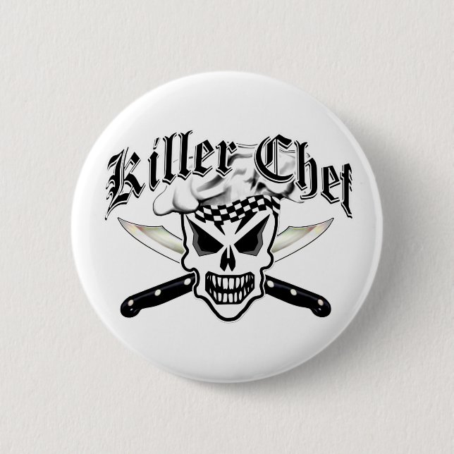Chef Skull and Crossed Chef Knives 2 2 Inch Round Button (Front)