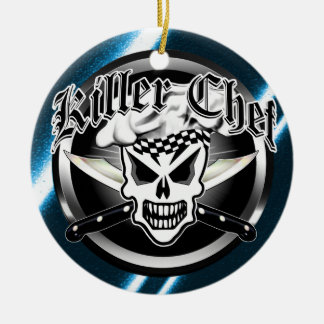 Chef Skull and Crossed Chef Knives 2 Ceramic Ornament
