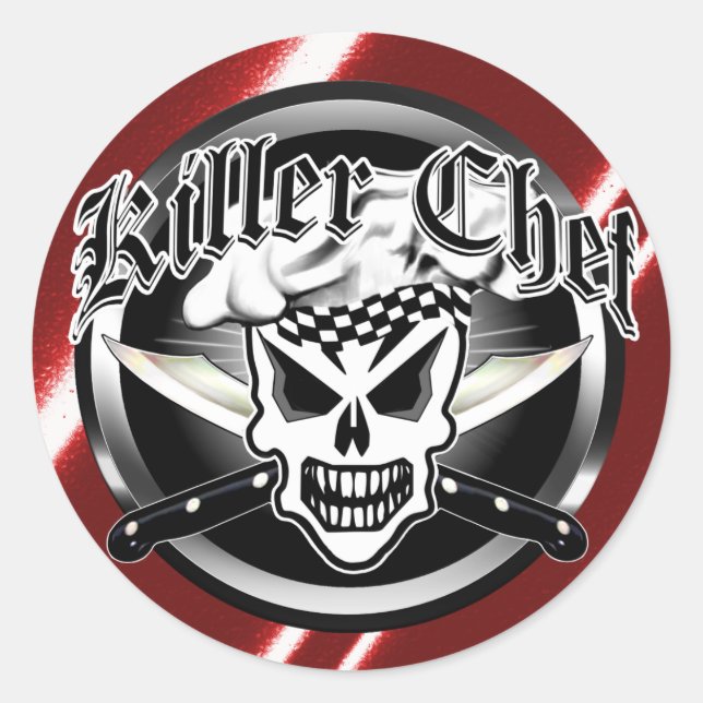 Chef Skull and Crossed Chef Knives 2 Classic Round Sticker (Front)