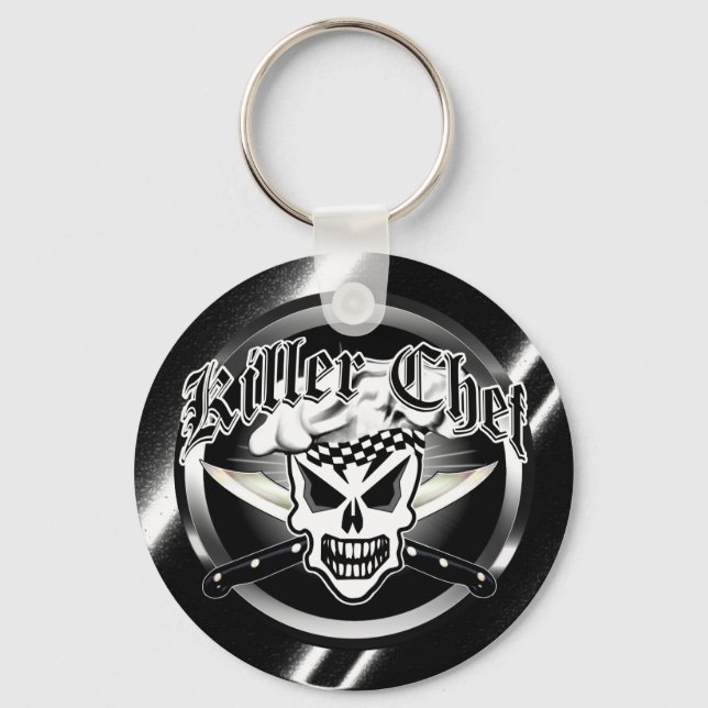 Chef Skull and Crossed Chef Knives 2 Keychain (Front)