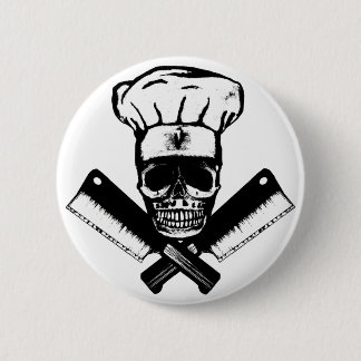 Chef Skull (B&W) 2 Inch Round Button