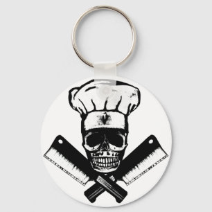 Chef Skull (B&W) Keychain